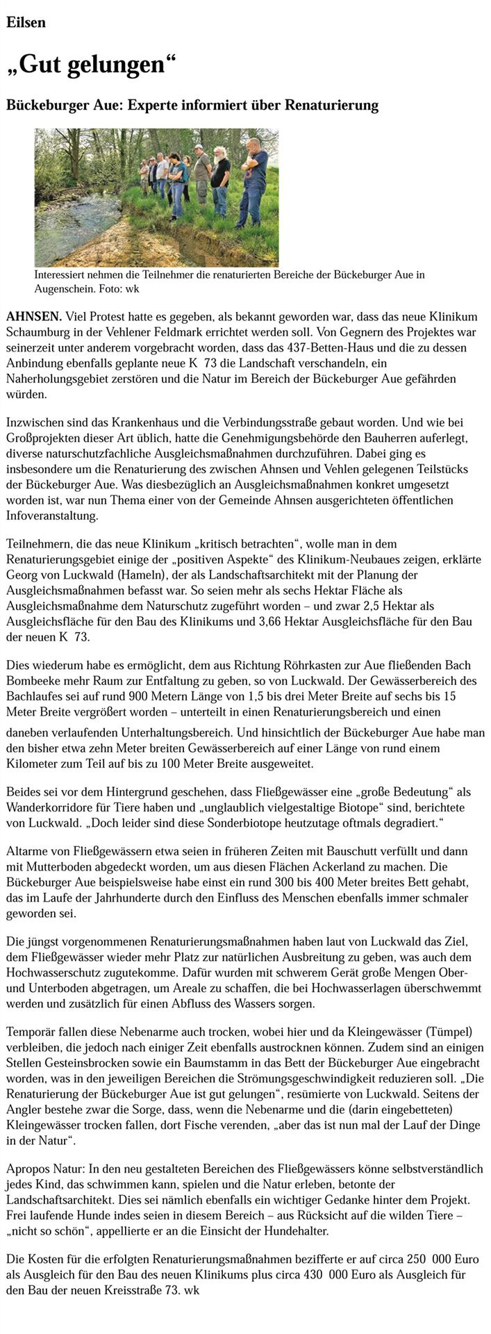 Mit freundlicher Genehmigung: Schaumburger Zeitung, Schaumburg-Lippische Landeszeitung