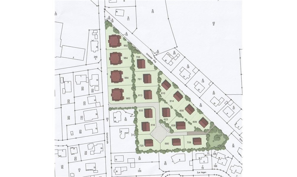 Der zweite Entwurf für das Wohngebiet beinhaltet eine andere Straßenführung. Quelle: Planungsbüro Matthias Reinold.